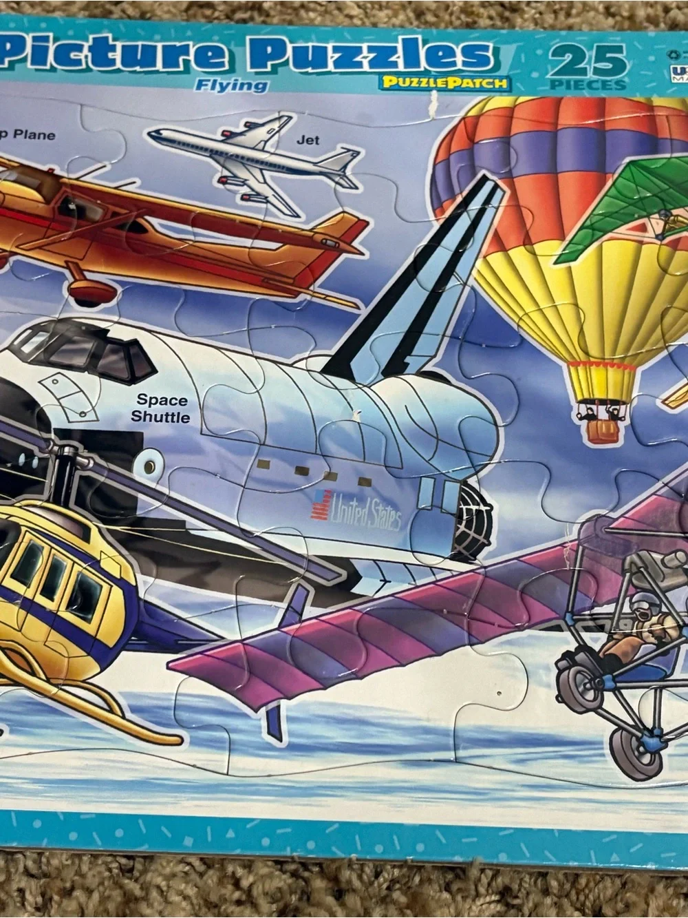 Vintage Picture Puzzles Kids Transportation & Flying Puzzle Set - Blue